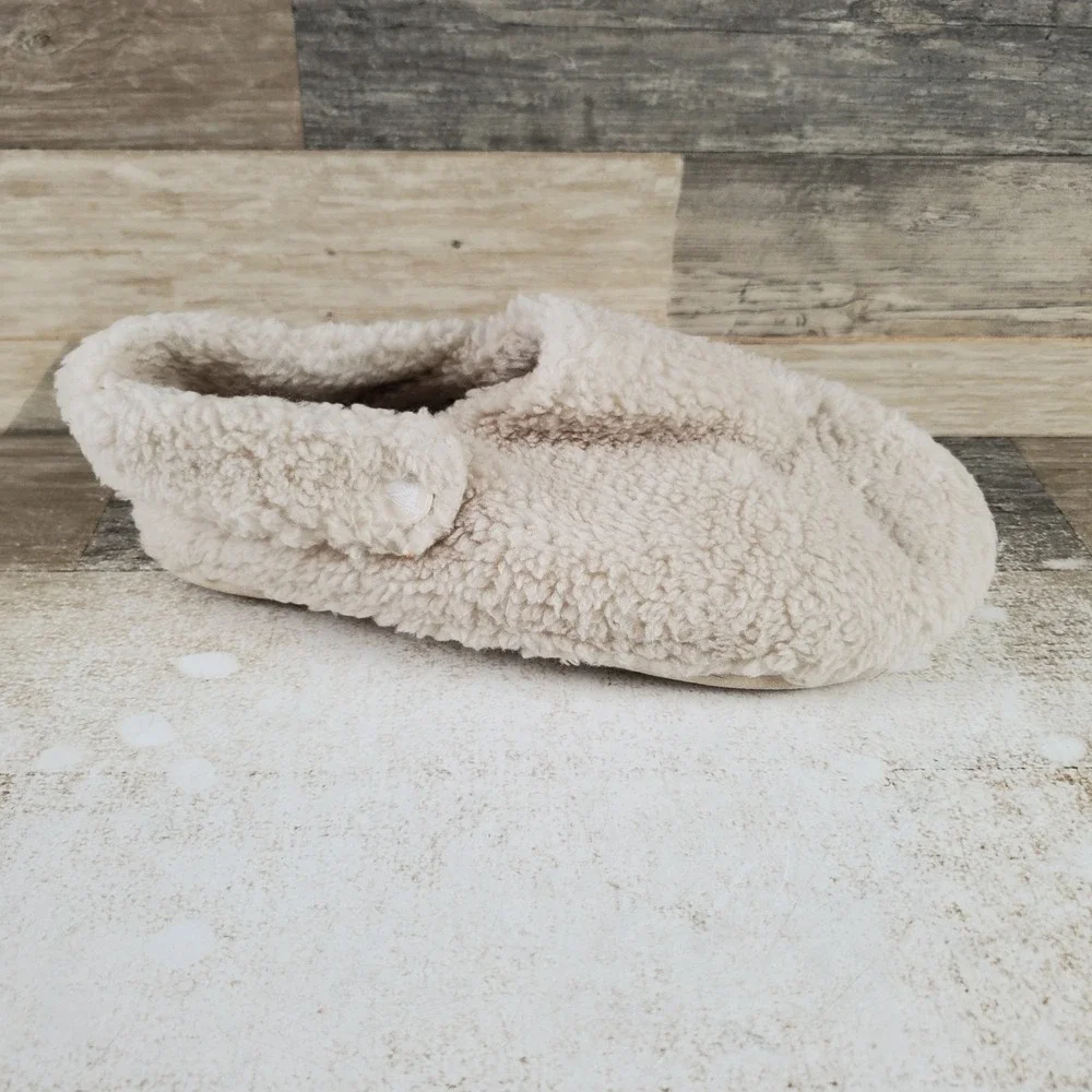 Crocs Classic Cozzzy Slipper Kids Sz 6 Comfort Stucco Faux Shearling Slingback